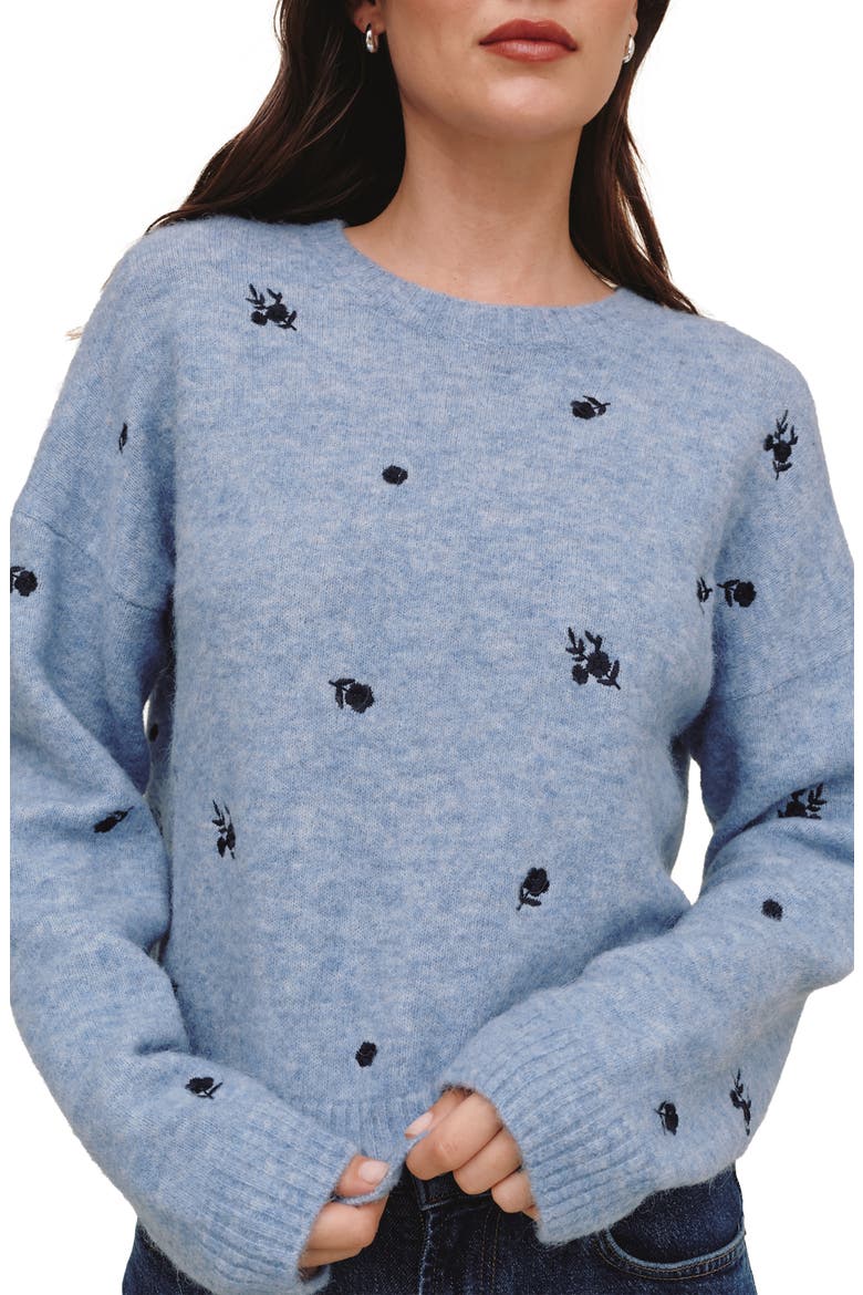 Embroidered Sweater, Alternate, color, BLUE DREAM