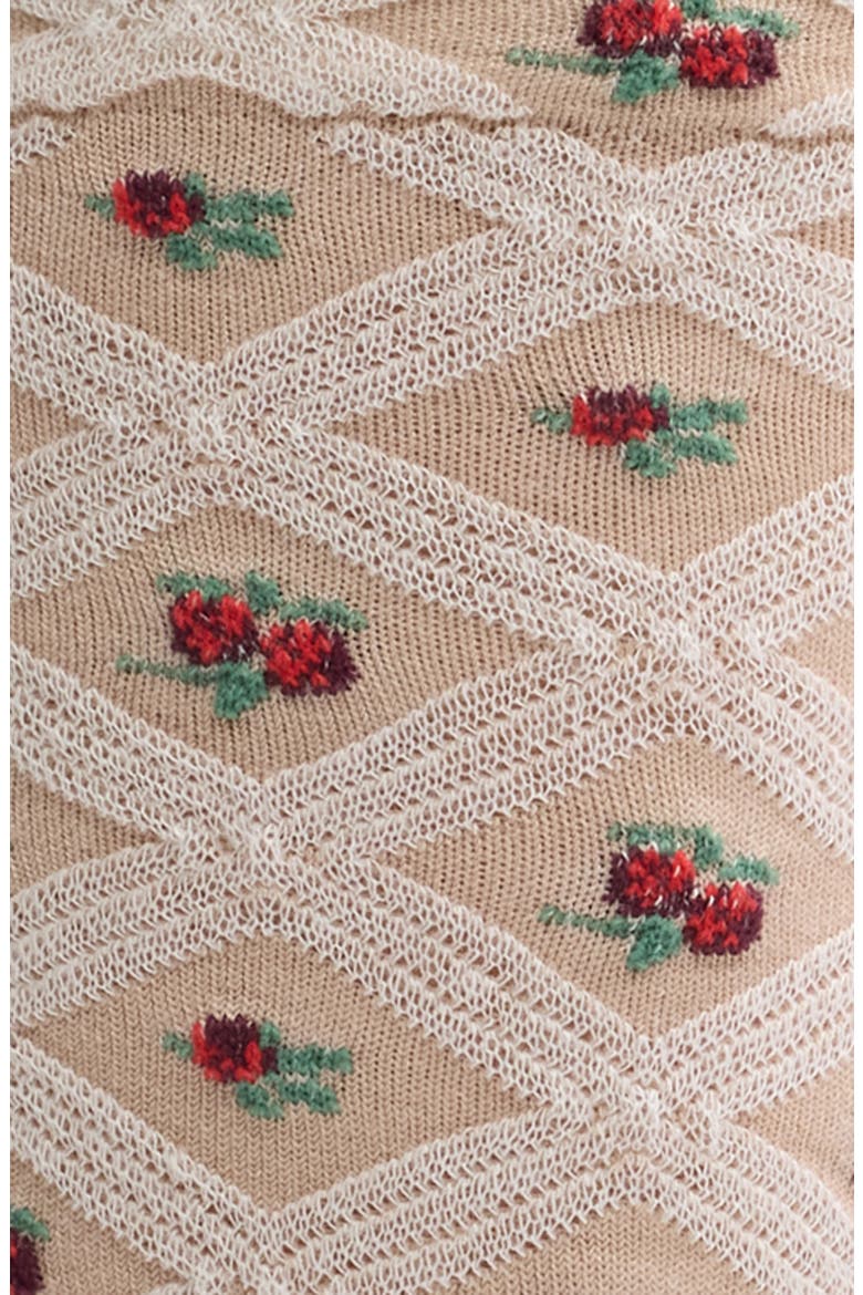 Floral Jacquard Socks, Alternate, color, IVORY