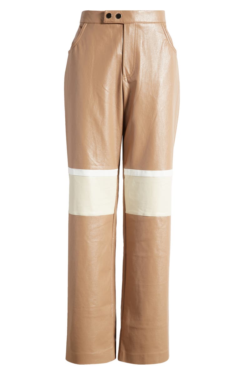 Mistress Rocks Biker Colorblock Straight Leg Faux Leather Pants, Alternate, color,