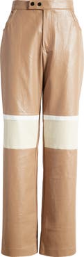 Mistress Rocks Biker Colorblock Straight Leg Faux Leather Pants