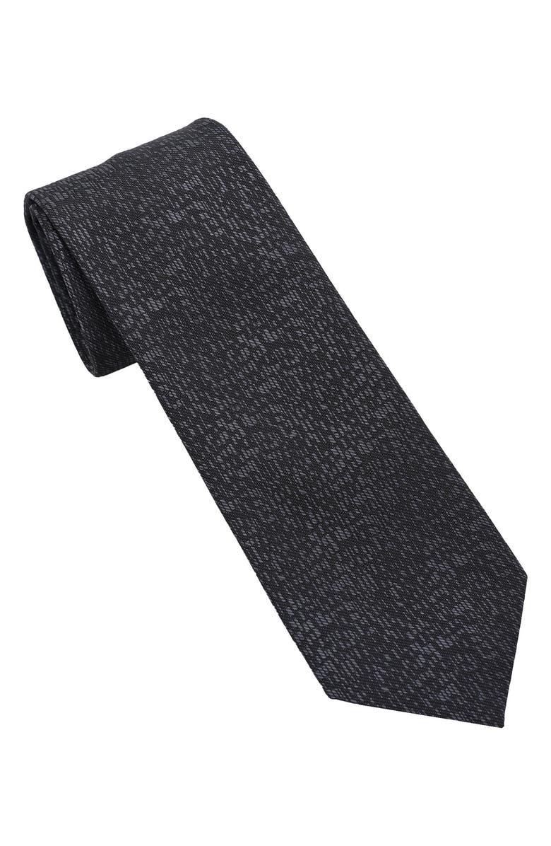 DKNY Speckled Stripe Tie, Main, color, Black/ Charcoal