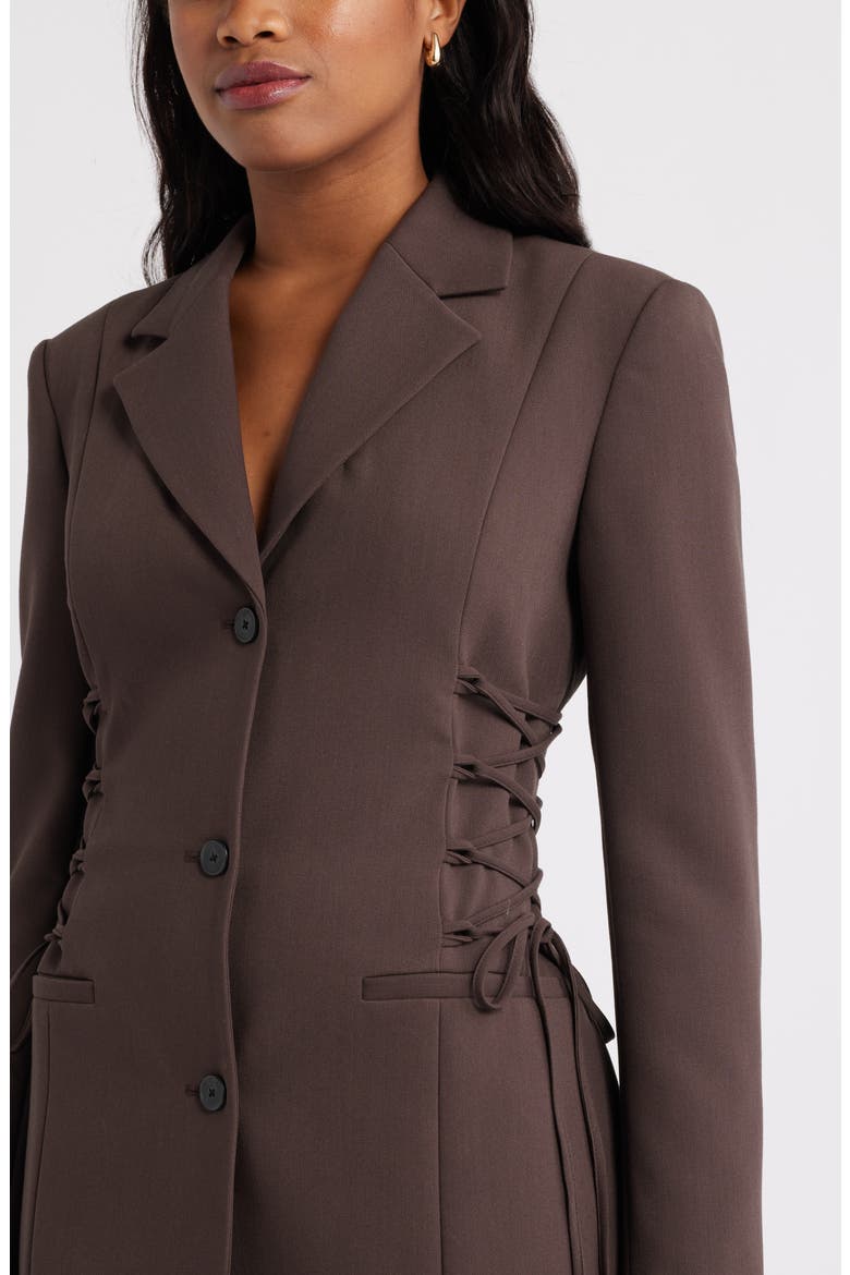 Corset Blazer Minidress, Alternate, color, BROWN SEAL