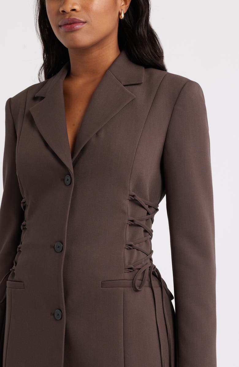 Open Edit Corset Blazer Minidress, Alternate, color, Brown Seal