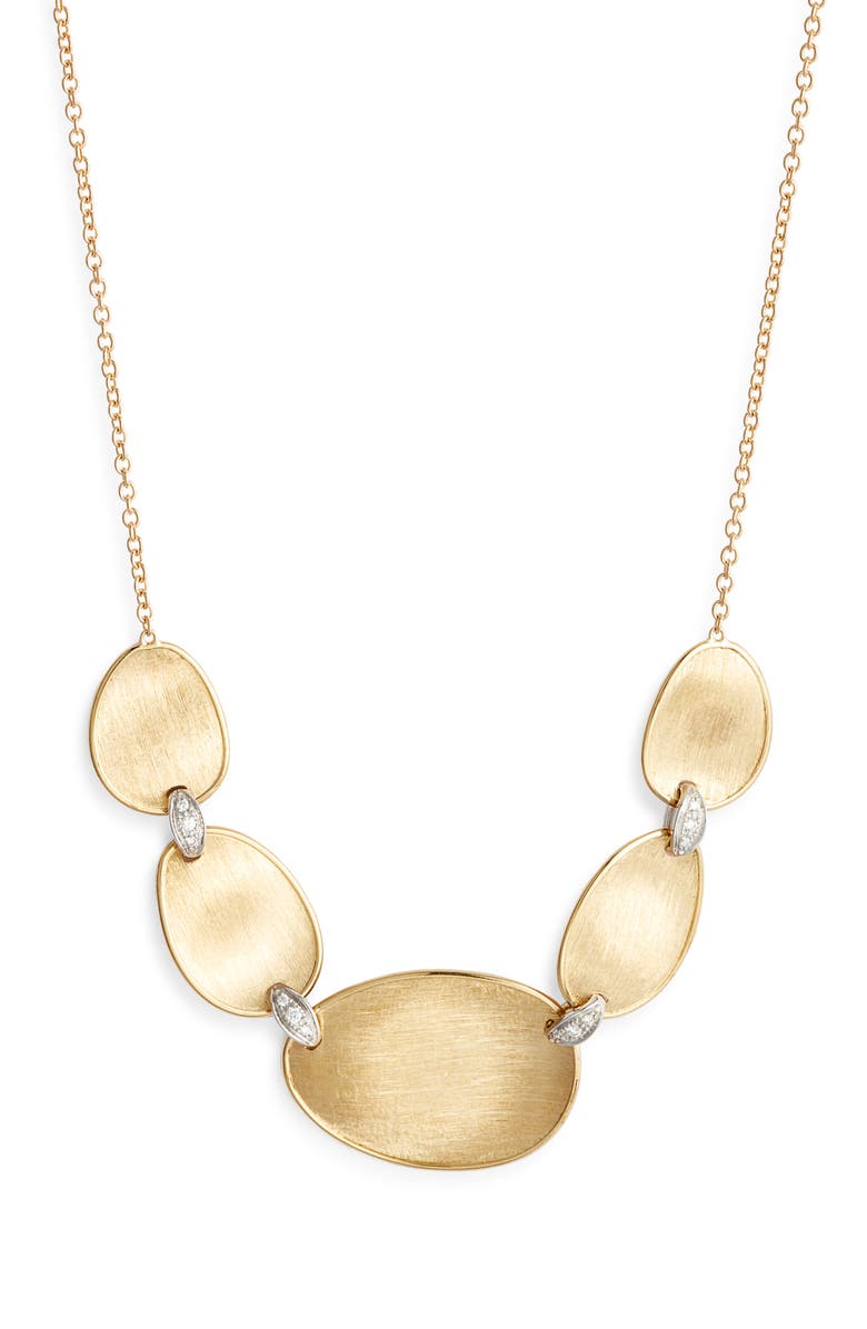 Marco Bicego Lunaria Diamond Frontal Necklace, Main, color, Yellow/White Gold