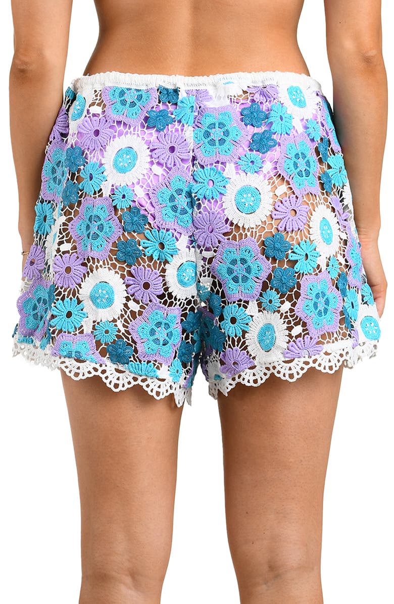 Citrus Happy Open Stitch Cover-Up Shorts, Alternate, color, Lagoon