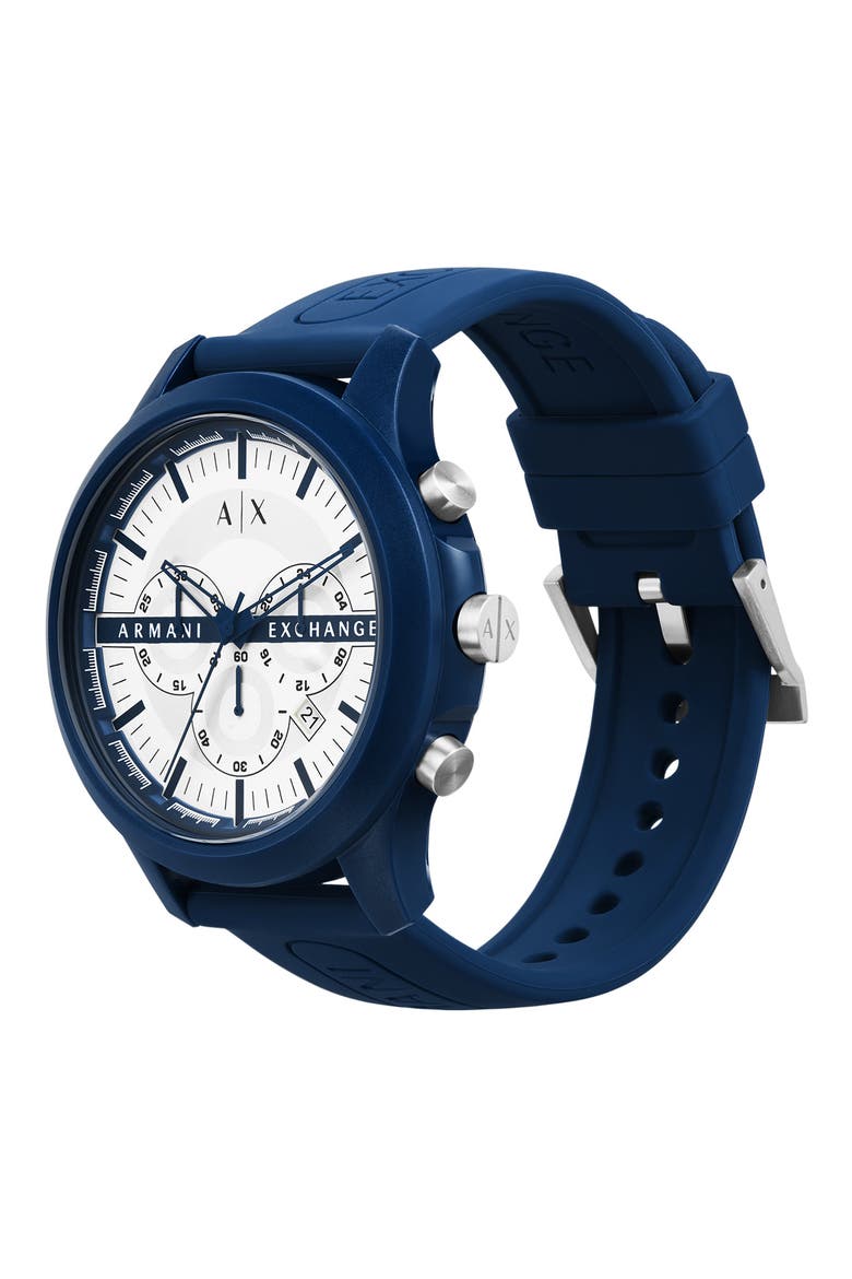 Hampton Chronograph Quartz Silicone Strap Watch, 46mm, Alternate, color, NO COLOR