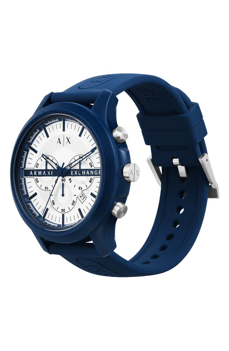AX Armani Exchange Hampton Chronograph Quartz Silicone Strap Watch, 46mm, Alternate, color,