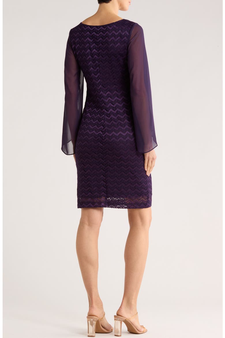Cape Sleeve Chevron Dress, Alternate, color, EGGPLANT