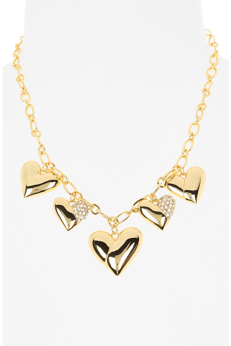 Pavé CZ Heart Charm Necklace, Alternate, color, GOLD