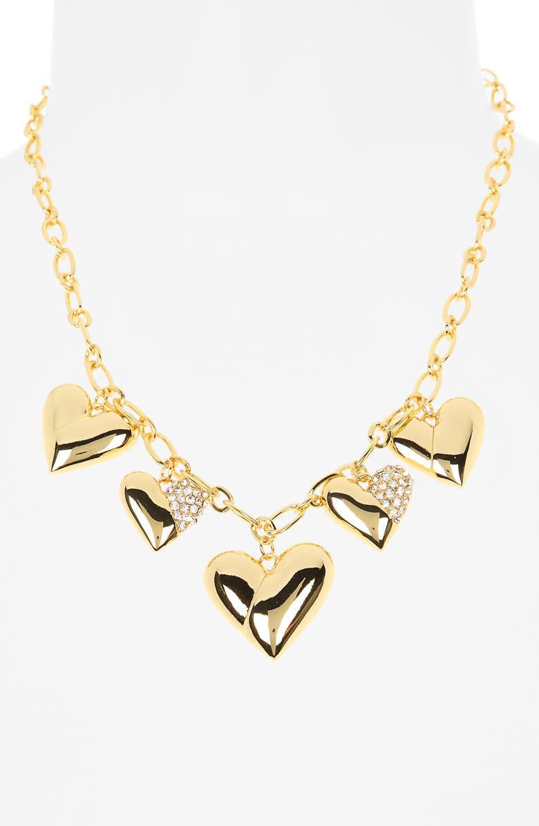 BaubleBar Pavé CZ Heart Charm Necklace, Alternate, color, Gold