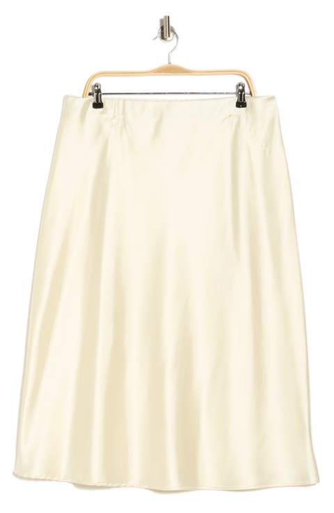 Satin Midi Skirt (Plus)