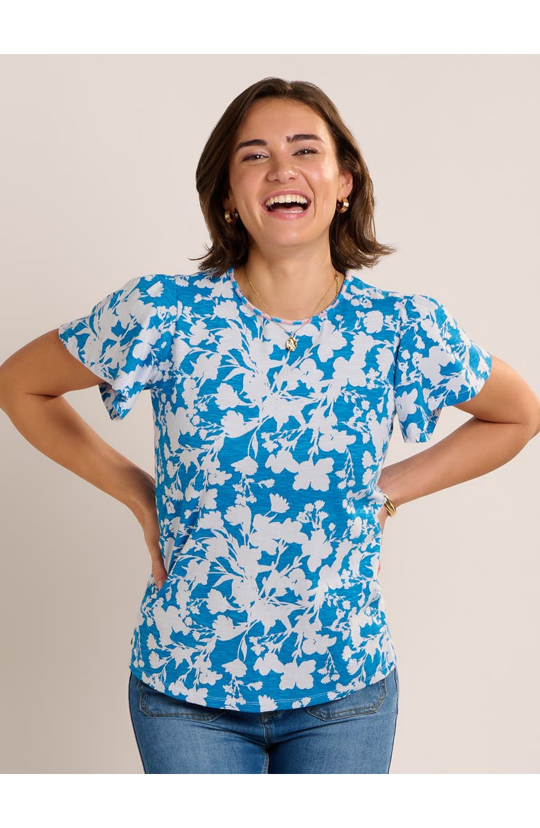 Brakeburn Ria Floral Print T-Shirt, Main, color, Blue