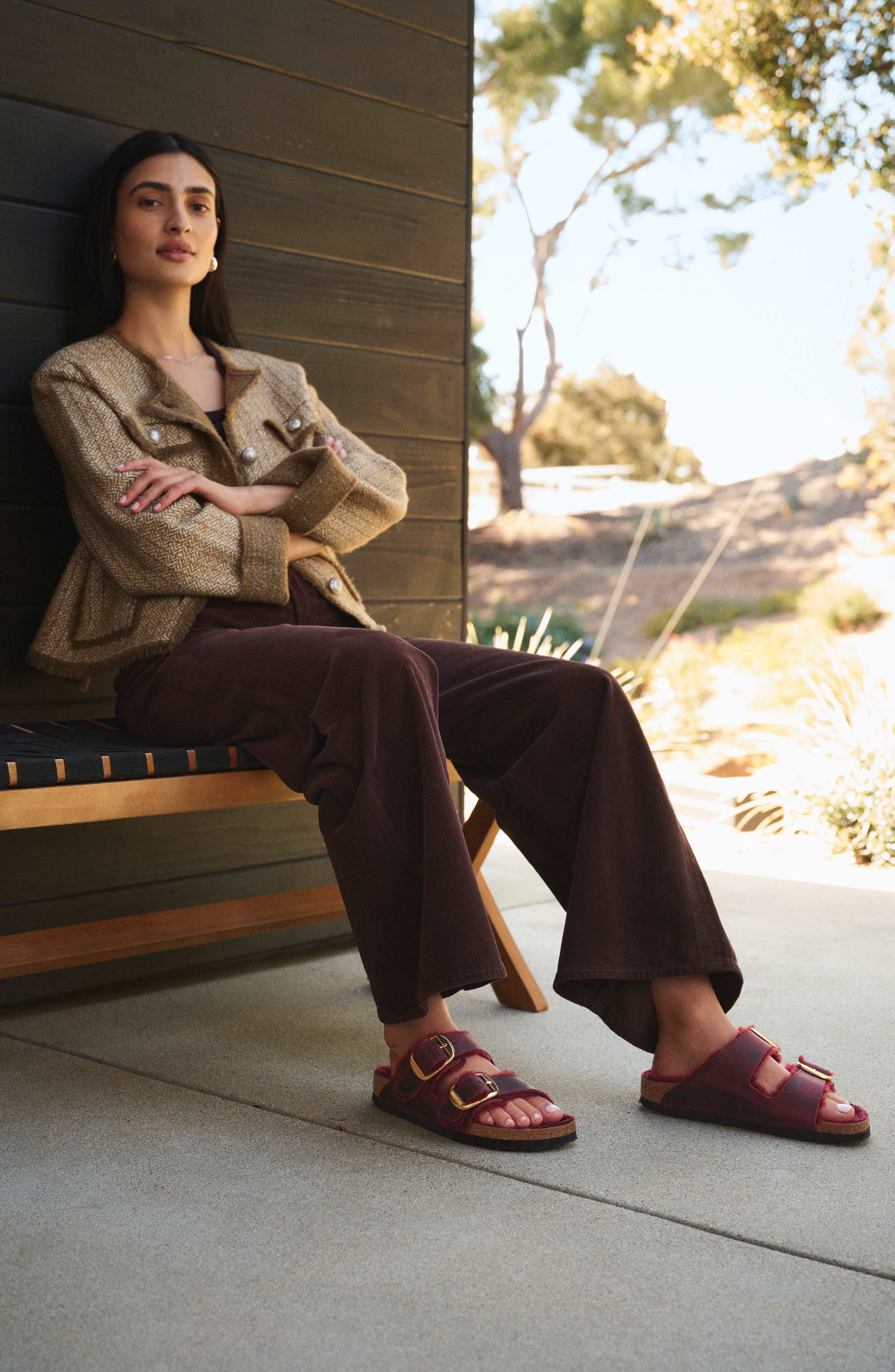 Birkenstock Arizona Big Buckle Genuine Shearling Lined Sandal, Alternate, color, Purple