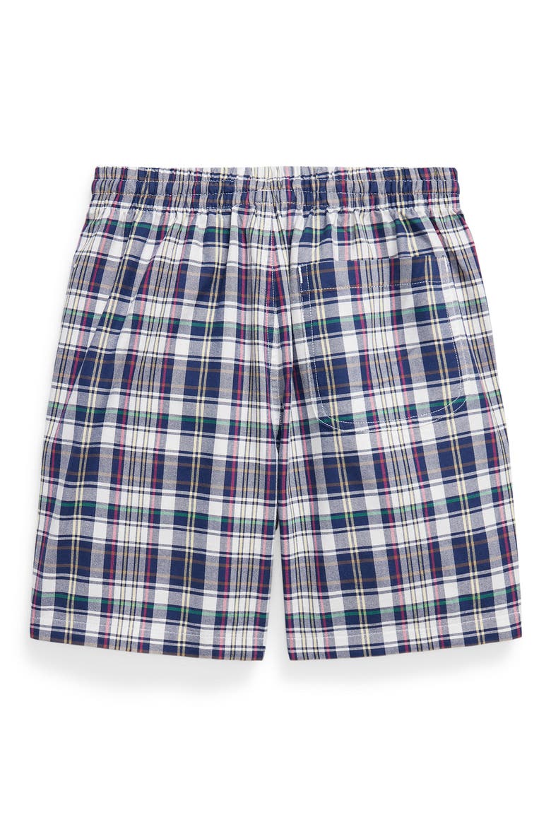 Kids' Plaid Drawstring Shorts, Alternate, color, WHITE BLUE MULTI