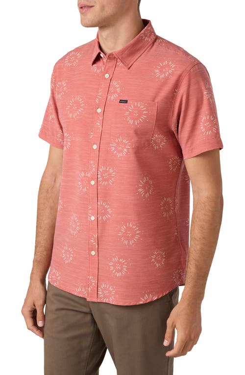 O'neill Trvlr Upf Traverse Slub Short Sleeve Performance Button-up Shirt In Ginger Spice