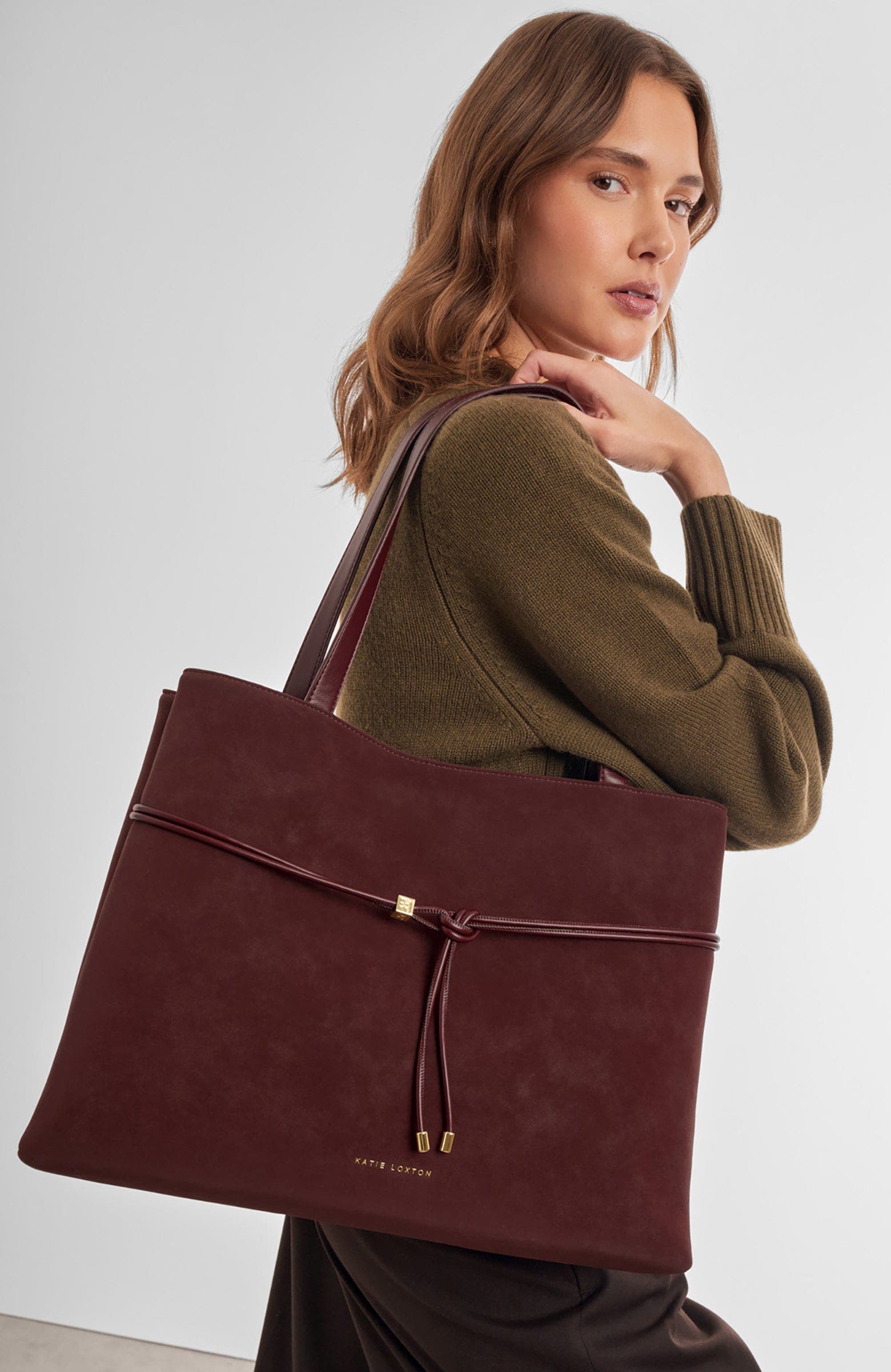 Lori Tote Bag, Alternate, color, Cherry Suedette