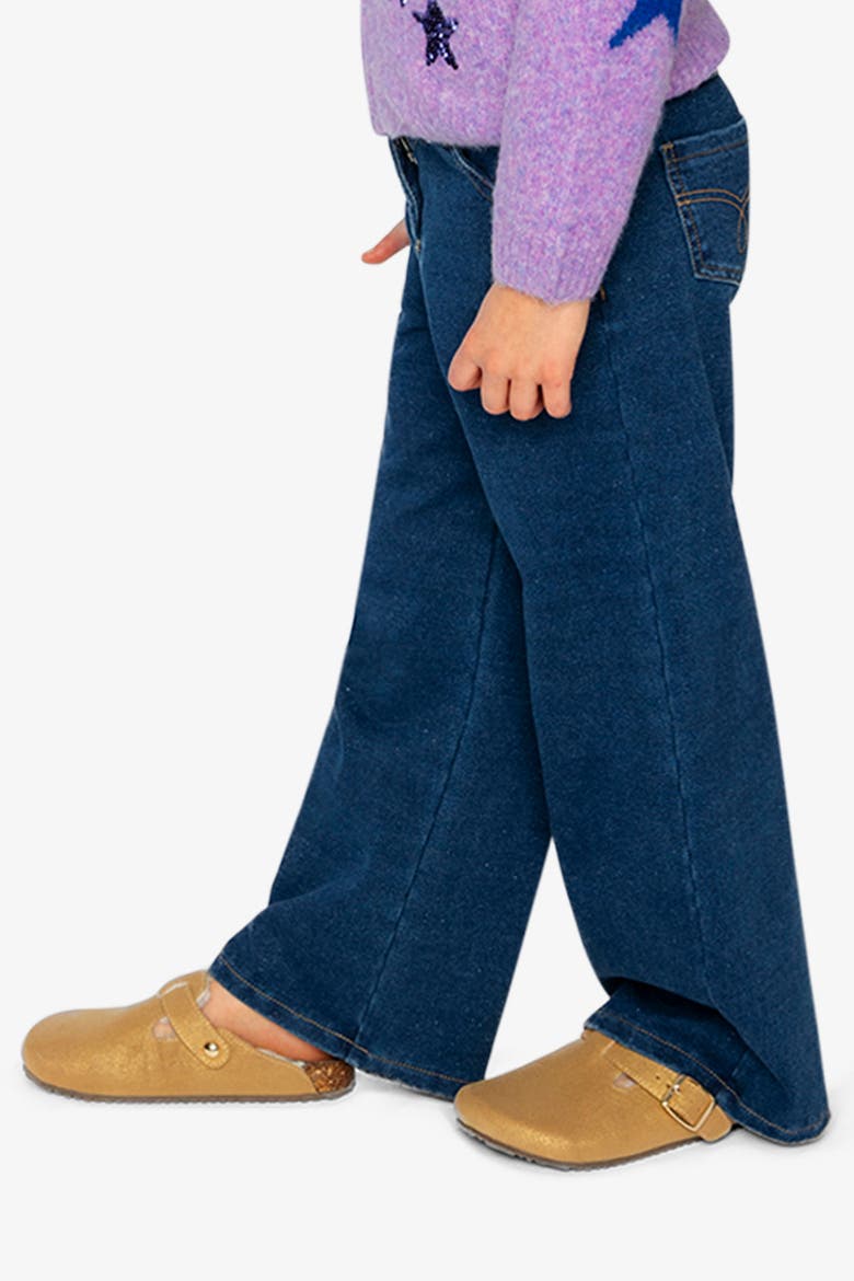 Lurex Topstitch Wide Leg Jeggings, Alternate, color, Navy Blue Denim