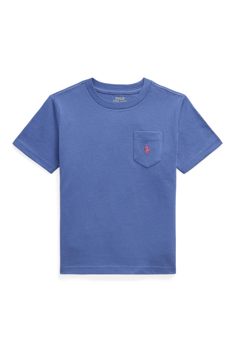 Kids' Solid Cotton Pocket T-Shirt, Main, color, BLUE HEAVEN
