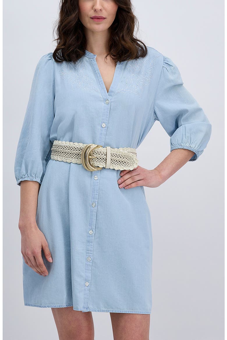 Woven Leather & Raffia Wide Belt, Alternate, color, BONE