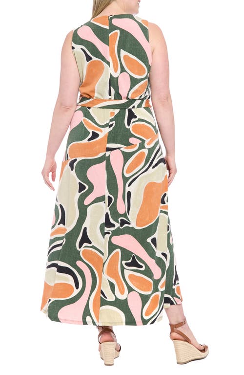London Times Abstract Print Sleeveless Maxi Dress In Yellow