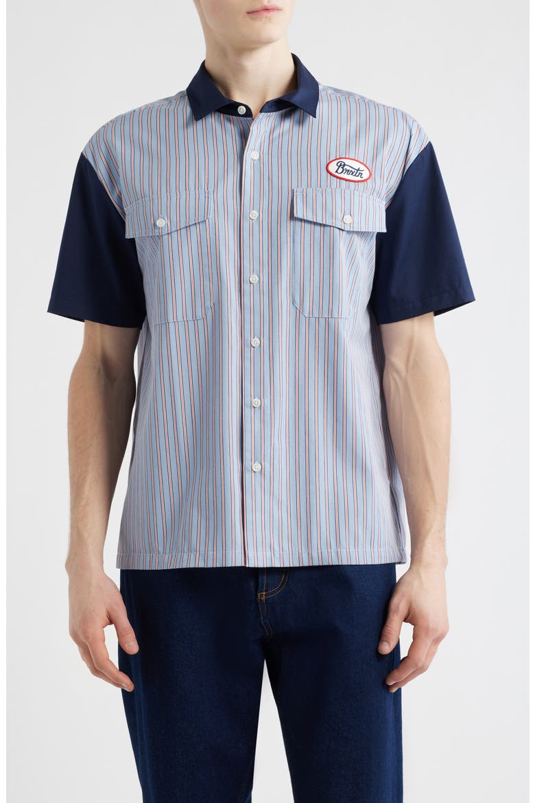 Builders Olson Stripe Button-Up Shirt, Main, color, BLUE AURA STRIPE