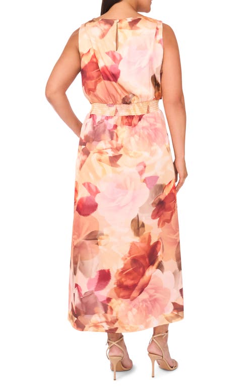 Halogenr Halogen(r) Blurred Floral Smocked Waist Maxi Dress In Pink