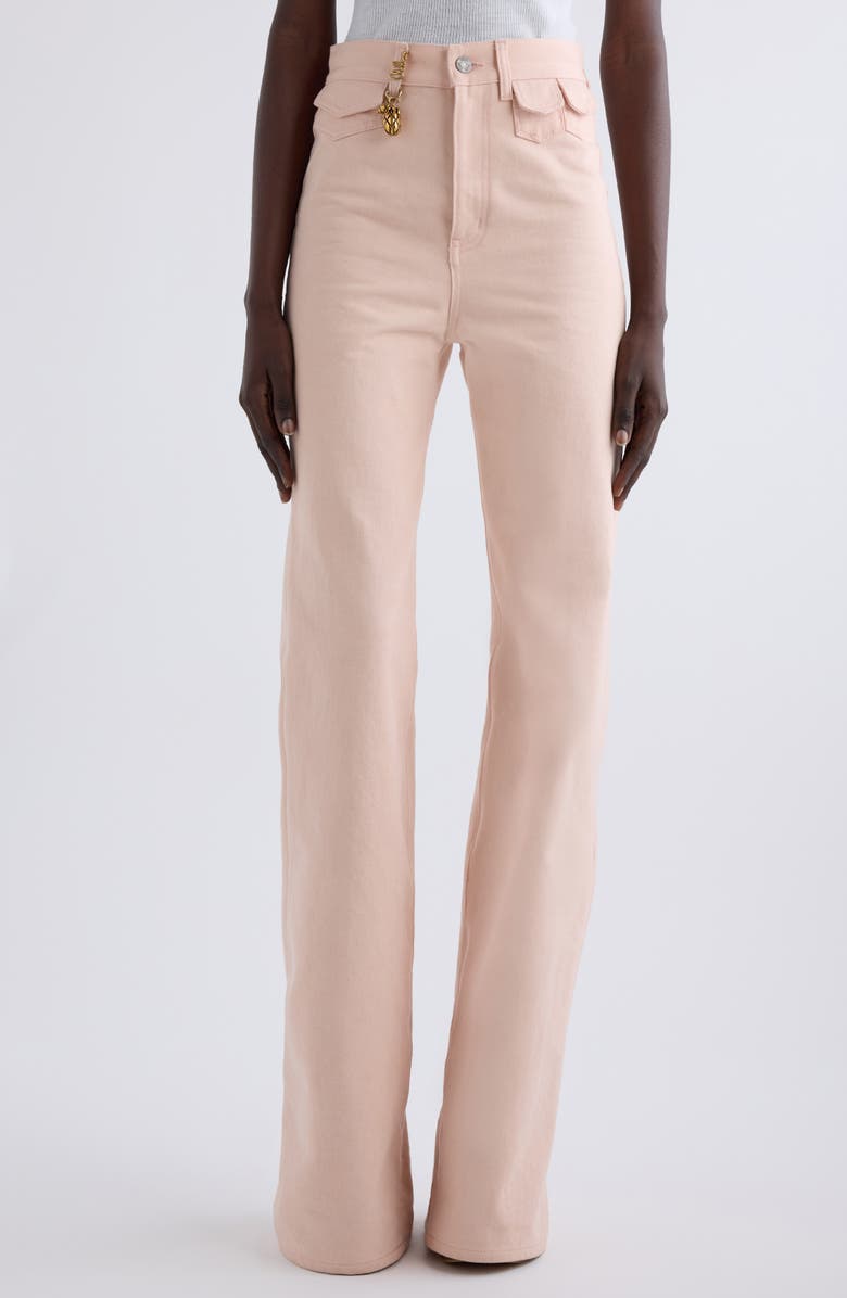 Chloé Pineapple Charm High Waist Twill Pants, Main, color, 