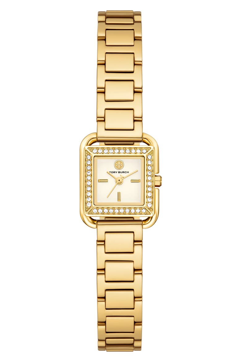 The Small Kira Crystal Bezel Bracelet Watch, 18mm x 18mm, Main, color, GOLD