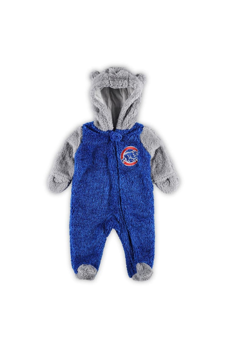 Outerstuff Newborn and Infant Royal/Gray Chicago Cubs Game Nap Teddy Fleece Bunting Full-Zip Sleeper, Main, color,