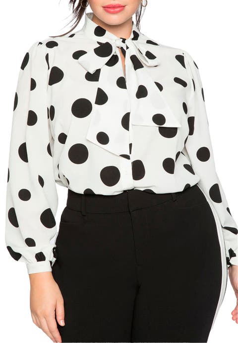 Printed Tie Neck Blouse (Plus Available)