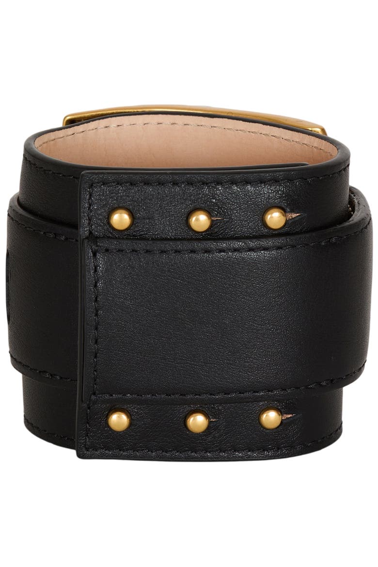 Anthem smooth leather bracelet, Alternate, color, black