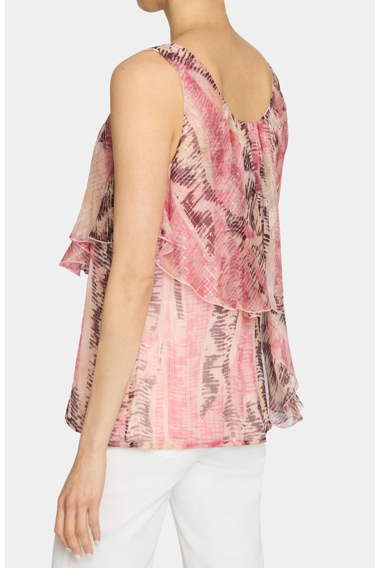BONNIE Sleeveless Ruffled Top in Printed Silk Chiffon, Alternate, color, SWEET PEA MULTI