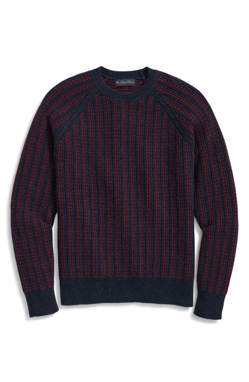 Brooks Brothers Stripe Jacquard Wool Sweater in Navy Burg Rib Stripe 