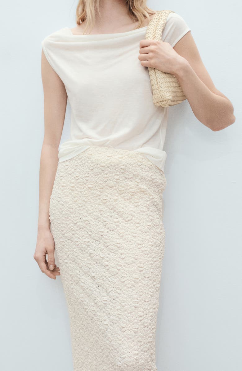 MANGO Textured Knit Maxi Skirt, Alternate, color, Ecru