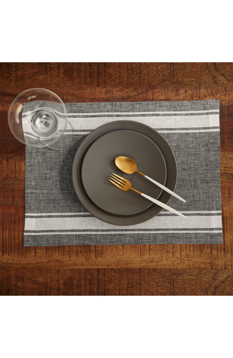 Solino Home Linen Placemats - Country Stripe, Alternate, color, Black