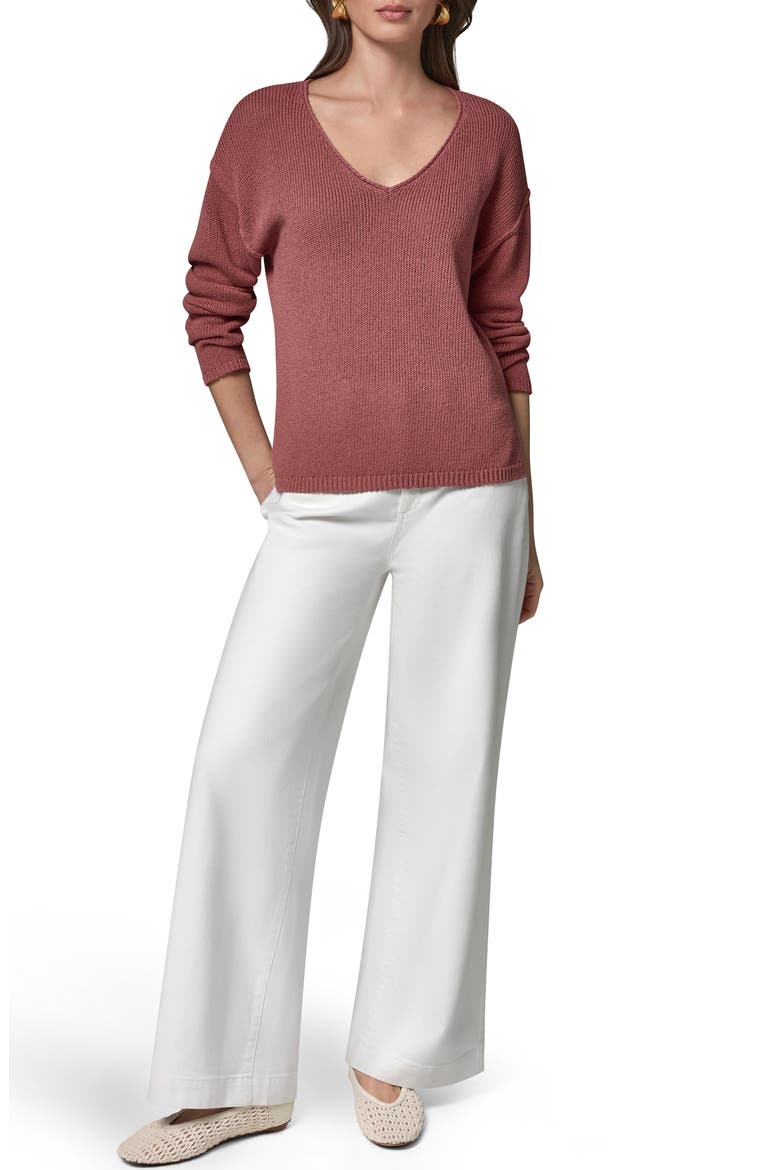 Rolled V-Neck Sweater, Alternate, color, DESERT CLAY