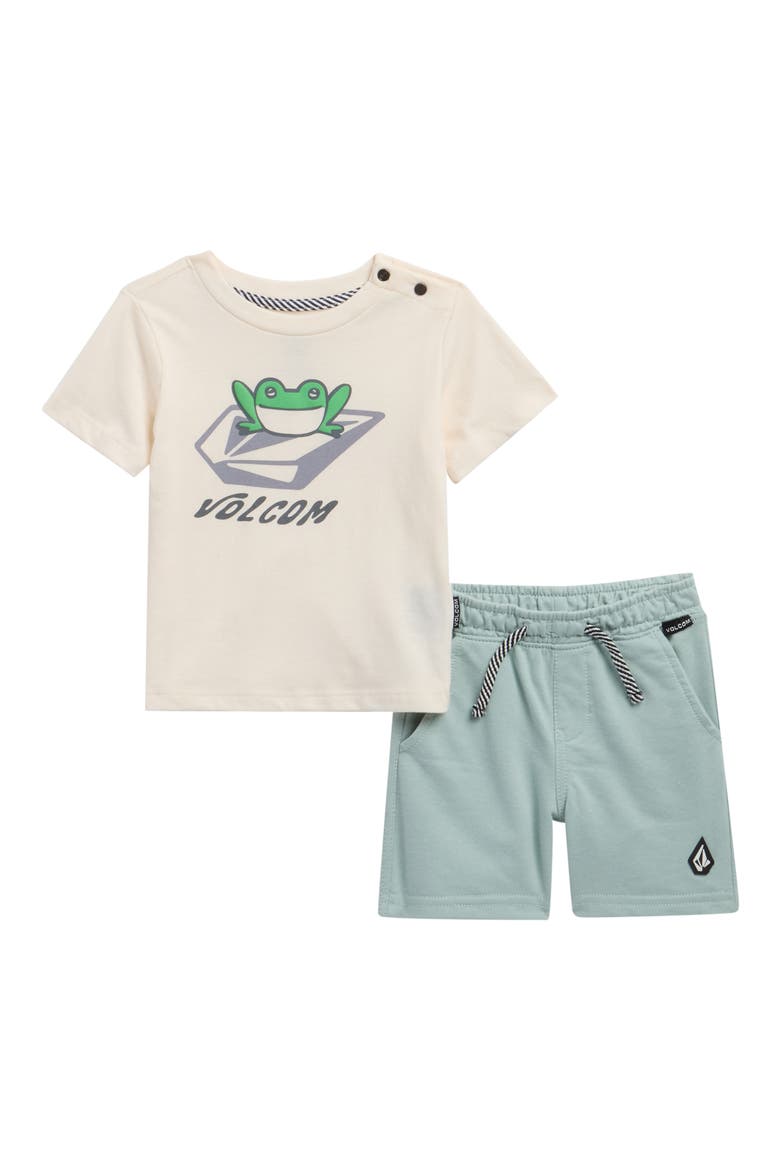 Graphic Print T-Shirt & Shorts Set, Main, color, CRYSTAL GRAY BLUE
