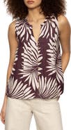Sanctuary The Harmony Palm Pintuck Pleat Linen Blend Tank