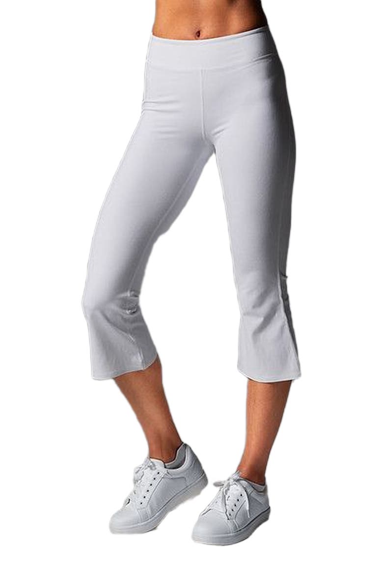 High Waisted Crop Flare Legging, Alternate, color, WHITE FLORAL