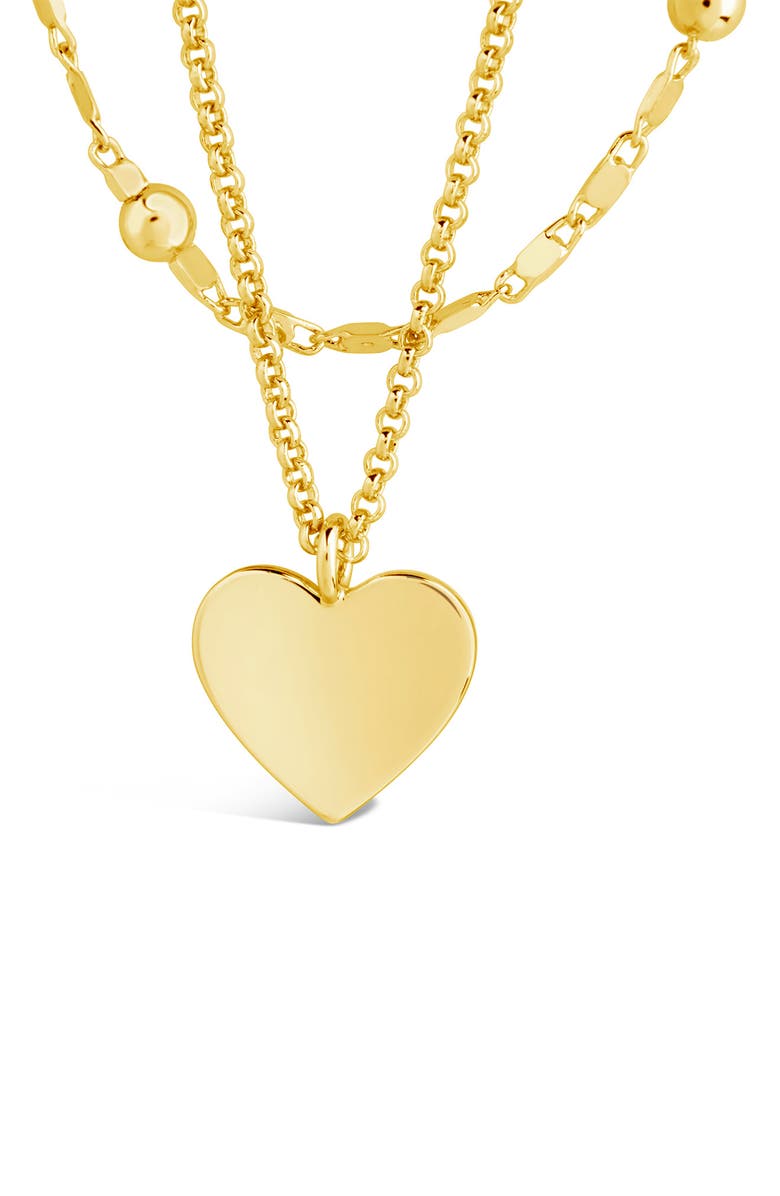 Sterling Forever Beaded Chain Heart Charm Layered Necklace, Alternate, color, Gold