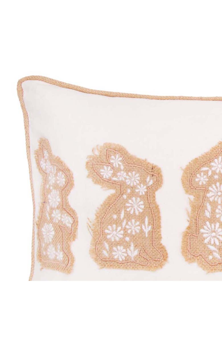 C&F Home Easter Bunnies in a Row Burlap Embroidered Piped Throw Pillow, 12" x 20", Alternate, color, Beige