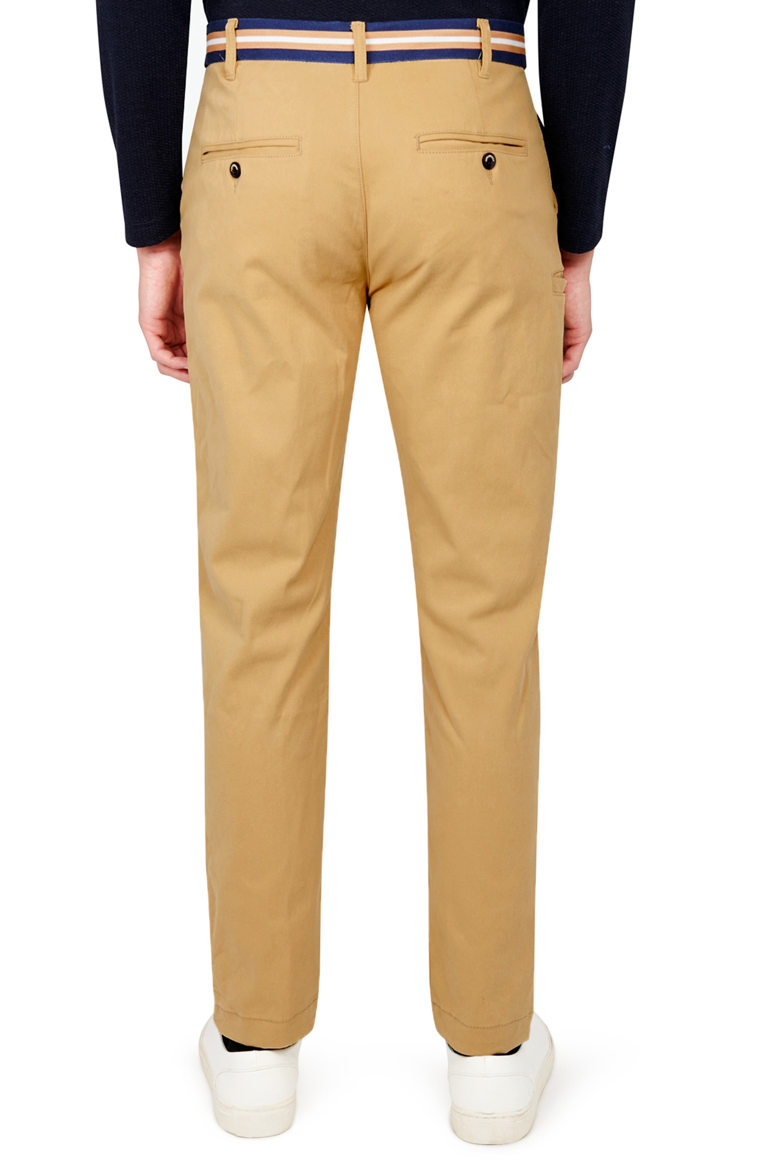 Slim Fit Solid Cotton Stretch Pants - image 2