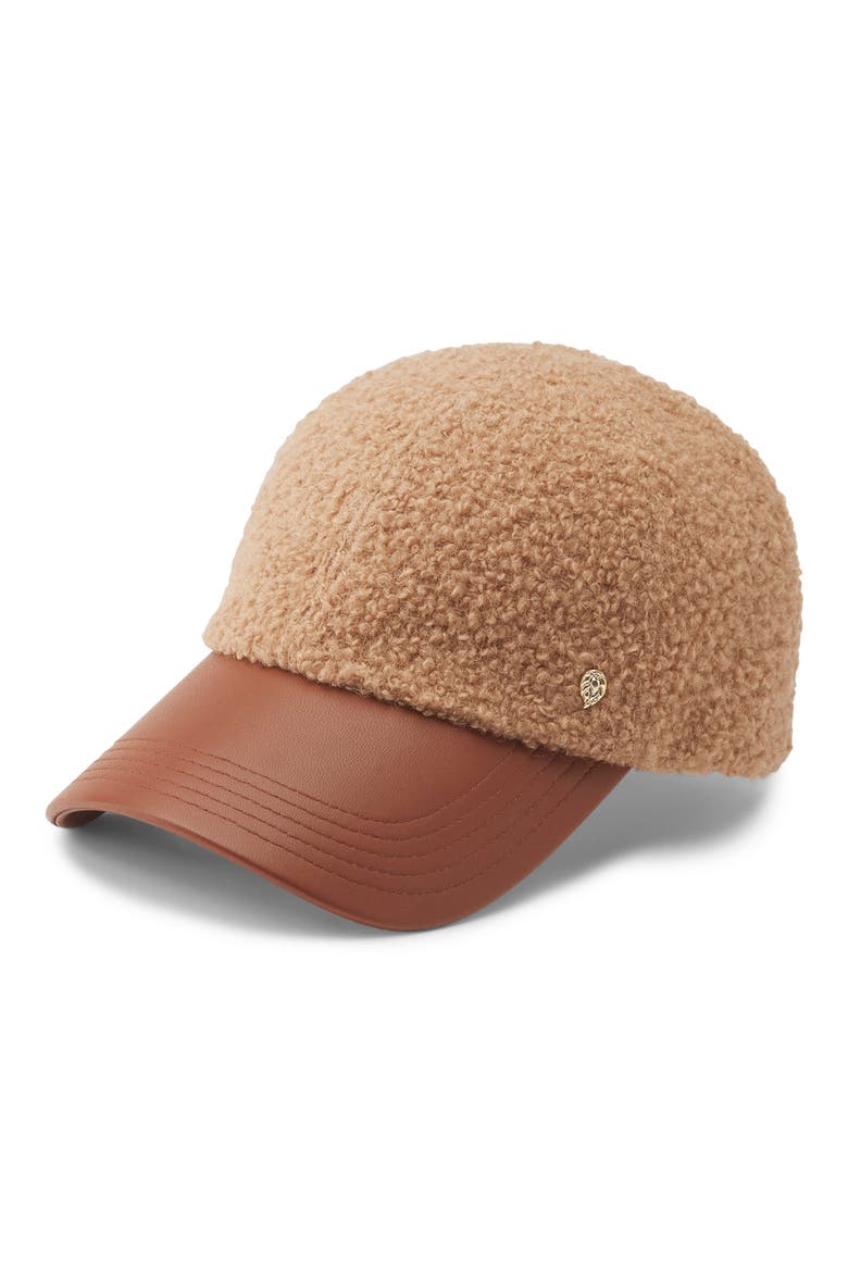 Adelyn Wool Blend & Leather Baseball Cap, Main, color, TRENCH COAT