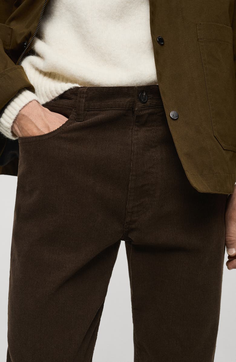 MANGO Regular Fit Straight Leg Corduroy Pants, Alternate, color, Chocolate