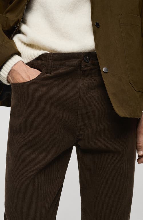 Mango Regular Fit Straight Leg Corduroy Pants In Chocolate