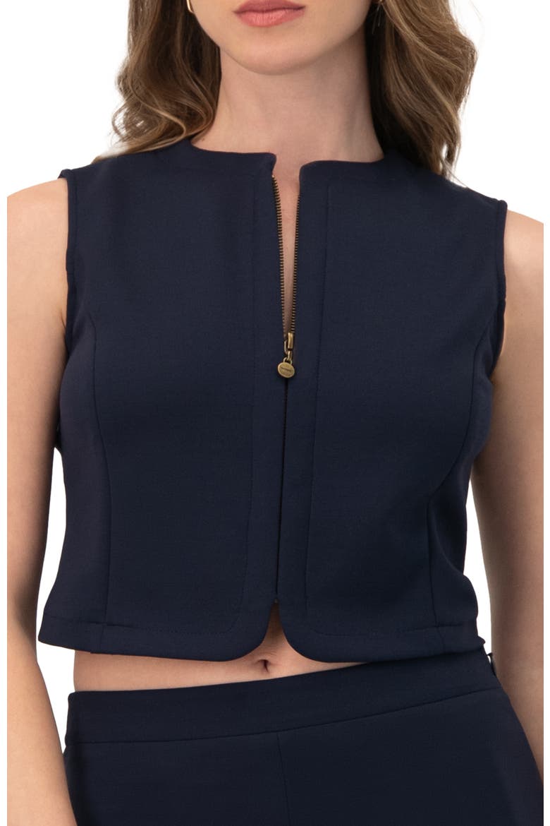 Front-Zip Crop Top, Main, color, Navy Blue