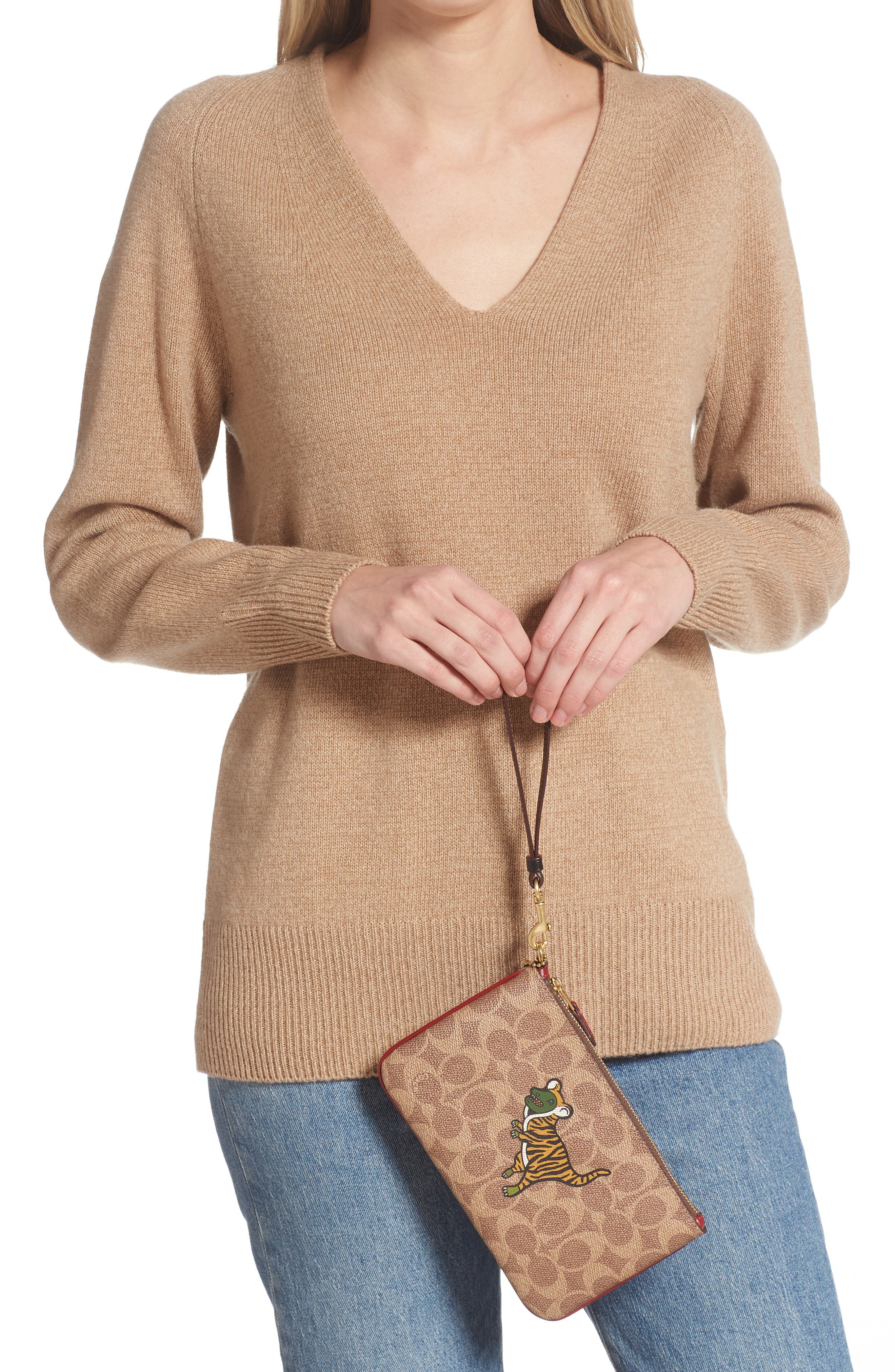 COACH Lunar New Year Coated Canvas Signature Wristlet, Alternate, color, 