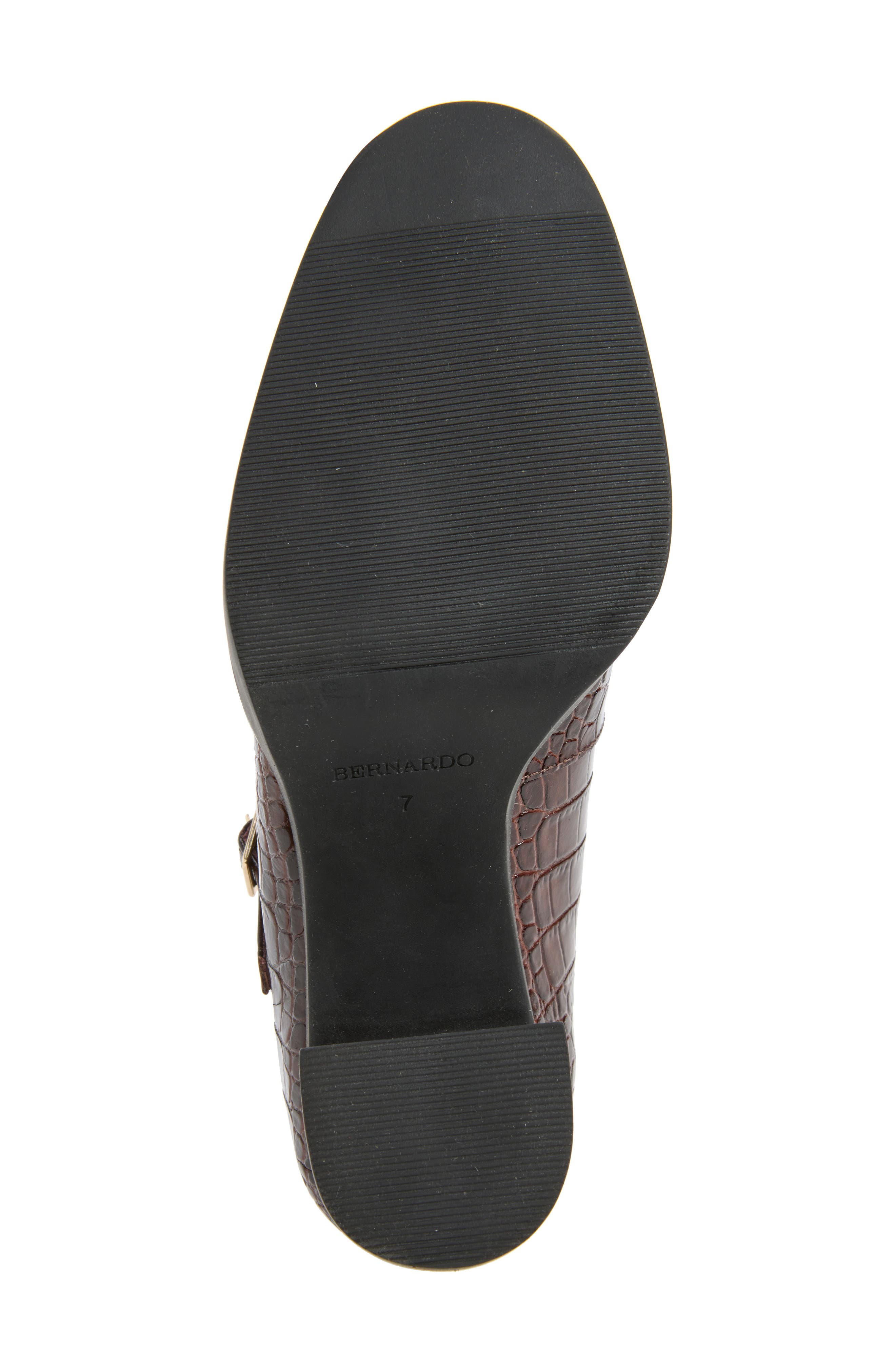 Noto T-Strap Pump, Alternate, color, CHOCOLATE WINE CROCO