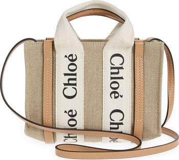 【関税&送料込】Chloe Borsa Woody Mini In Canvas Chloé Mini Woody Tote Bag In Linen in White - Brown | Chloé US