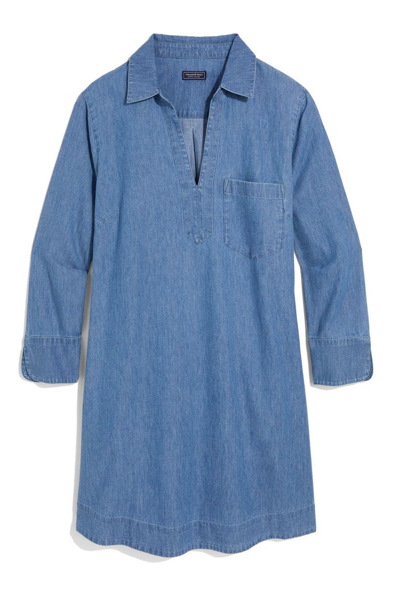 Mango Cotton Chambray Shirtdress, Alternate, color, MORNING MIST